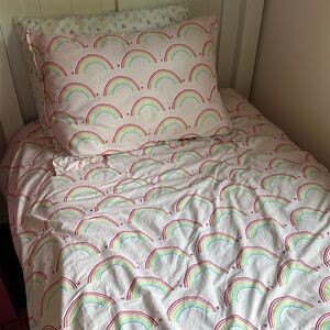 Potterybarn Rainbow Duvet and Sham - Twin - pink